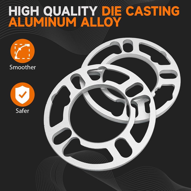 LUJIANI Store 2 Pack Universal Wheel Spacers, 0.39" (10mm) Thick Die Cast Replacement Wheel Spacer for 4 & 5 Lugs Wheels/Rims, Fits 98 to 120mm Multiple Bolts Pattern, 4x100, 4x108, 4x110, 5x114.3, 5x120 - Image 3